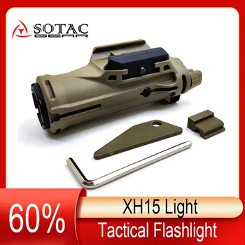 SOTAC-PAVARŲ Taktinis XH15 Žibintuvėlis Ginklas Medžioklė Skautų Baltos Šviesos LED už 20mm Geležinkelių