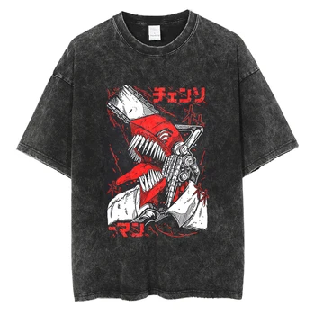 Streetwear Marškinėlius Japonų Anime Pjūklą Vyras Grafinis Vintage Plauti Black Marškinėliai Vyrams Medvilnės Marškinėliai Hip-Hop Vasaros Viršūnes Tees