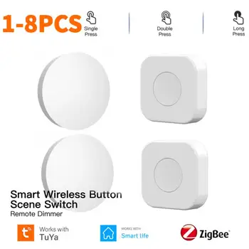 Tuya Zigbee Smart Scene Switch Mini Belaidė Mygtuką Perjungti Įvairių Scenos Jungtis One Touch Control Nuotolinio Blankesnė, Pažangaus Gyvybės