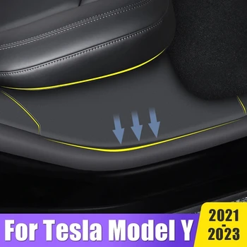 Už Tesla Model Y 2021 2022 2023 Automobilių Durų Slenksčio Raštas Nusitrinti Plokštė Padengti Apdaila Lipdukas Durys, Vidinės Palangės Padengti Priedai