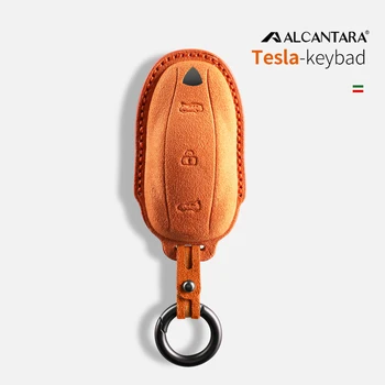 Už Tesla Modelis 3 Modelis S Modelis X Aukštos kokybės Alcantara Automobilio Raktas Atveju Key Chain Automobilių Reikmenys
