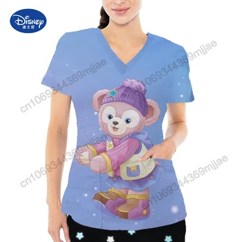 V-kaklo Moters Drabužiai Moterims Disney Slaugytoja moteriški marškinėliai Y2k Viršūnes Trumpas Rankovėmis Tee Moterų Drabužių Marškinėlius Pasėlių Top marškinėliai