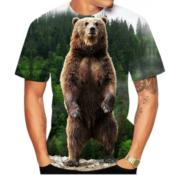 Vasaros Vyrų 3D Polar Bear Atspausdintas T-shirt, Įdomus Atsitiktinis Apvalios Kaklo Trumpas Rankovėmis, Naujos Mados 2023