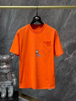 Vasarą Naujų 23SS Orange Grafiti trumpomis Rankovėmis T-shirt Viršų