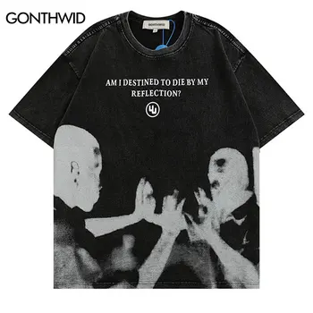 Vyrai Punk T Shirt Streetwear Hip-Hop Retro Vintage Grafinis Spausdinti Gotikos T-Shirt 2022 Harajuku Atsitiktinis Medvilnės, Trumpomis Rankovėmis Marškinėlius