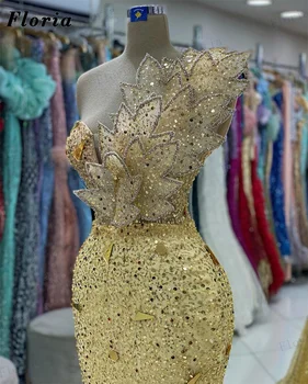 Šampanas Blizgančiais Undinė Vakaro Suknelės Elegantiškas Ilgas Ypatingomis Progomis Šalis, Chalatai Moterims, Vestuvių Svečių Suknelė Vestidos De Noche
