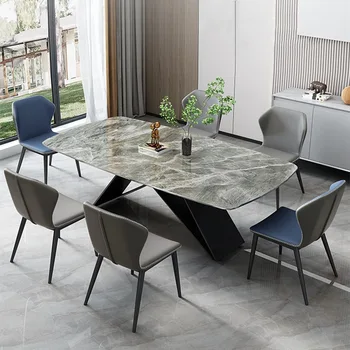 Šviesos prabanga, ryški roko plokštė valgomojo stalas, modernus minimalistinio stačiakampio formos pietų stalas minimalistinis namų valgomojo stalas